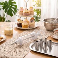 Pistolet à crème, distributeur de glaçage, ensemble de buses en acier inoxydable, seringue à glaçage à corps transparent pour la décoration de cupcakes et de gâteaux, fournitures de pâtisserie