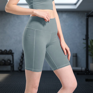 Shorts de Compresión Grises de Cintura Alta para Mujer, Shorts Deportivos Elásticos para Ciclismo y Entrenamiento - Product Image 2