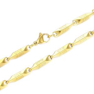 Collier en acier inoxydable de 3 mm de large, couleur or/argent, haute qualité, pour hommes et femmes, chaîne à maillons en forme de barre de bambou, accessoire de bijouterie - Product Image 4