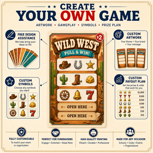 Biglietti da Gioco Wild West con Cinque Finestre Apribili, Biglietti Personalizzati a Vinci Subito <span class=keywords><strong>per</strong></span> Feste a Tema Cowboy, Raccolte Fondi ed Eventi - Product Image 2