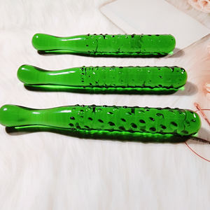 Vente en gros jouet pour adulte long transparent en cristal double plug <span class=keywords><strong>anal</strong></span> verre vert - Product Image 4