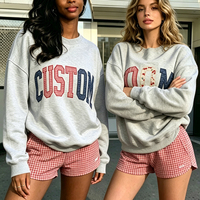 Sweat-shirt pour femme en molleton de coton gingham patchwork personnalisé de haute qualité, imprimé floral, broderie, col montant épaules dénudées