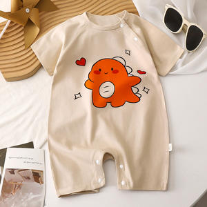 Mamelucos de bebé de manga corta de algodón orgánico, mono de bebé al por mayor para niños y niñas, tela de punto, ropa infantil de verano - Product Image 4