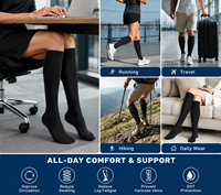 Chaussettes de compression antidérapantes 20-30 mmHg unisexes pour le voyage en avion, la course à pied, le cyclisme, soulageant la fatigue et les gonflements des jambes