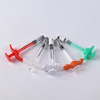 Seringue en verre de 1 ml avec embout Luer Lock et poignée rouge pour produits cosmétiques et comblements dermiques à base d'acide hyaluronique