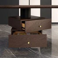 Bureau de direction pour le télétravail avec table à thé intégrée, design incurvé, en bois massif, multifonctionnel, écologique, haut de gamme, nouveau modèle 2026