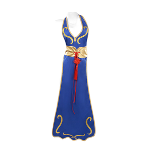 Costume de cosplay Chun Li pour bébés garçons, tenue Qipao bleue complète, ensemble Jackie Kung Fu pour fête d'Halloween, amusant - Product Image 1