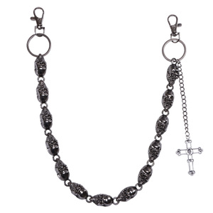 Cadena de cintura de plata tibetana con colgante de calavera y espada, cadena corporal unisex de moda, accesorio de mezclilla estilo hip hop punk para uso diario - Product Image 5