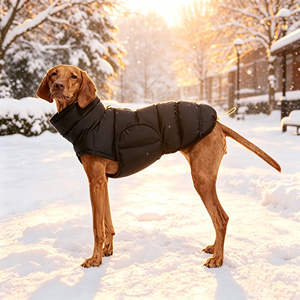 Manteau rembourré vert pour chien, veste chaude d'hiver pour chiens, style classique, matériau en polyester, vêtements pour animaux de compagnie de couleur unie - Product Image 3