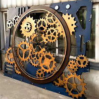 Sculpture Murale Rotative 3D en Forme d'Horloge à Engrenages en Fer Style Steampunk, Faite à la Main, Personnalisable, Art de Collection