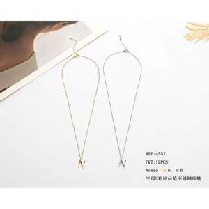 Collier avec pendentif en forme de lettre N en diamant, chaîne en acier inoxydable, 12 pièces, Acero 6 6 - Product Image 1