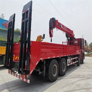 Profissional fábrica SHACMAN H3000 8*4 carregamento 25/30/40 toneladas escavadeira cama baixa caminhão guindaste com escada vender no preço barato