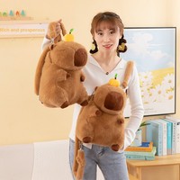 Sac à dos en peluche Capybara mignon, sac à dos décontracté en coton PP doux avec animal en peluche de dessin animé pour adolescentes de 14 ans et plus