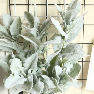 Kunstmatige Groene Plant Harige Zilveren Bladtakken Decoratieve Bloemen Voor Thuis