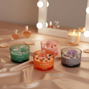 Bougie parfumée en cire de soja de couleur personnalisée en gros dans un bocal en verre pour la décoration de la maison, les hôtels, les bars, les mariages et les fêtes - Product Image 5