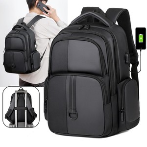 مخصص سعة كبيرة في الهواء الطلق الأزياء حقيبة ظهر الكمبيوتر المحمول الفاخرة أكسفورد البوليستر بطانة للماء حقيبة سستة هندسية حزام USB - Product Image 1