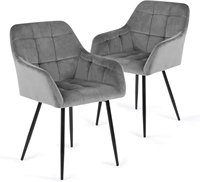 Chaise de salle à manger moderne de luxe pour hôtel restaurant chaise de salle à manger en velours tufté velours en tissu scandinave marron gris avec pied en métal