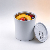 Boîte en fer blanc personnalisée de qualité alimentaire, ronde, pour salade de fruits, avec couvercle à ouverture facile à anneau, pour emballage de conserves et de caviar