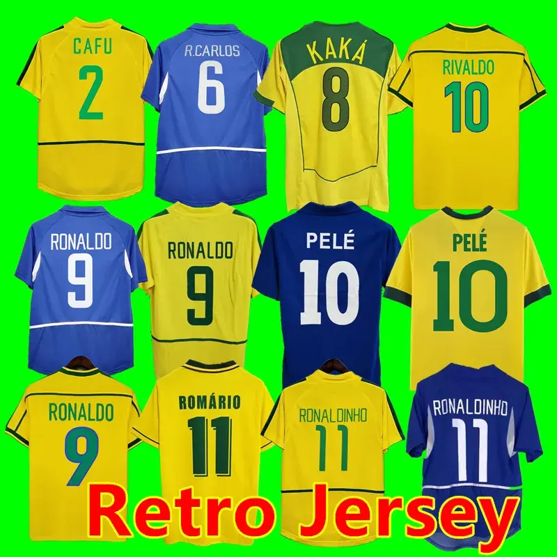 Brezilya Vintage jersey ROMARIO RIVALDO BraziLS CARLOS Ronaldinho camisa de futebol 1998 2002 Ronaldo KAKA 2006 2000 1994 1970