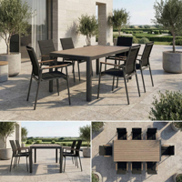 Table d'extérieur moderne en aluminium, plateau à lattes toutes saisons, extensible, pour jardin, salle à manger, école, villa, cour arrière, finition thermolaquée