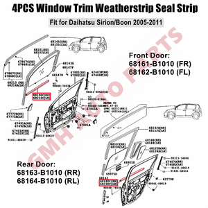 Guarnizioni Nere per Vetri e Porte, Profili di Chiusura Impermeabili per Daihatsu <span class=keywords><strong>Sirion</strong></span> M300 2005-2011 OE #   68162-B1010, 68164-B1010 - Product Image 2