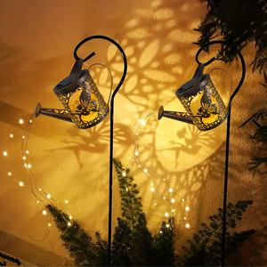 Lampe solaire LED d'extérieur IP65, étanche, en fer forgé, motif floral ajouré, petite bouilloire féerique, pour décoration de pelouse et piquet de sol paysager - Product Image 2