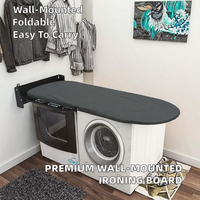 Planche à repasser murale rétractable et pliable de qualité hôtelière AXA en métal, épaisseur 7 cm, avec housse compatible vapeur, pour 3-5 salles de bain