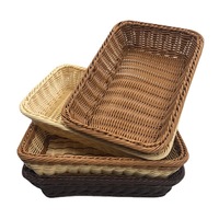Boîte de rangement pour pain et en-cas aux fruits, plateau de service rectangulaire en rotin, panier tissé en plastique