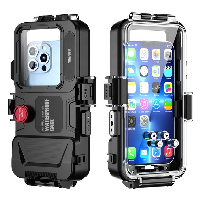 Transparent Phone Case IPhone Waterproof case Metal Anti-fall IP68 Underwater Photo Diving Mobile Phone case for iphone