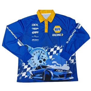 Maillot de pêche POLO personnalisé à manches longues, séchage rapide, motif LOGO bleu, sublimation UV, pour tournoi - Product Image 2