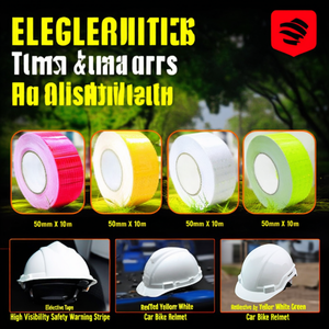 เทปสะท้อนแสง เทปกาว 50 มม. X 10 ม. สีแดง สีเหลือง สีขาว สีเขียว แถบเตือนความปลอดภัยการมองเห็นสูงสำหรับหมวกกันน็อคจักรยานยนต์ - Product Image 3