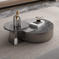 Leichter Luxus-Couch tisch im italienischen Stil Moderner, einfacher und hochwertiger, kleiner, runder Couch tisch aus rostfreiem Stahl