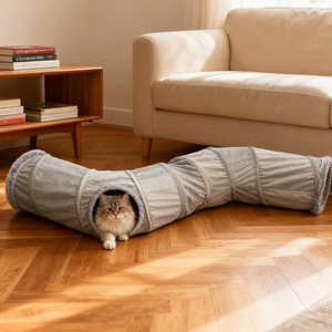 Túnel plegable en forma <span class=keywords><strong>de</strong></span> S para gatos, <span class=keywords><strong>casa</strong></span> interactiva para esconderse y jugar, juguete para aliviar el aburrimiento en las c - Product Image 1