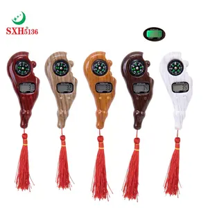 SXH5136 Nhà Máy Bán Buôn Điện Tử Tally Counter Với LED Compass Màu Gỗ Kỹ Thuật Số Tasbih Bead Mân Côi