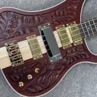 R-Brand Carved 4003 Electric Bass Guitar in Brown Maple Side Material with Gold Pickups Fast Shipping