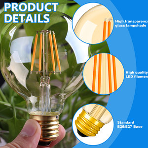 หลอดไฟ LED G95 E26 <span class=keywords><strong>4W</strong></span> แบบโบราณหรี่แสงได้ไส้หลอดสีเหลืองอำพัน E27สำหรับตกแต่งบ้าน - Product Image 3