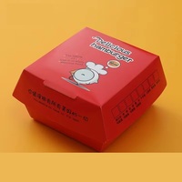 Boîtes en papier à rabat personnalisées pour la présentation de hamburgers et de frites, imprimées en éco-responsable et recyclables