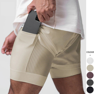 Pantalones Cortos Deportivos de Compresión Personalizados 2 en 1, Diseño Estampado, Nailon, para Gimnasio, Entrenamiento, Deportes, para Hombre, Doble Capa - Product Image 1