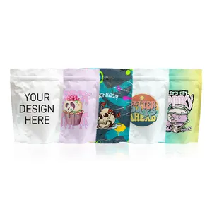 Custom 7g 14gram Printed Standup Pouch Resealable Zipper Edible Gummy 3.5 Mylar Bags With Own Logo