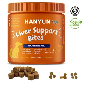 Suplemen Dukungan Hati Peliharaan Hanyun Label Pribadi Suplemen Kunyah Vitamin Anjing Kustom Perawatan Kesehatan Hewan Peliharaan Nutrisi