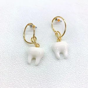 2023 Latest Fashion Jewelry Earrings Teeth Pendant Drop Earrings Lovely Tiny Tooth Earrings For Girls Kids