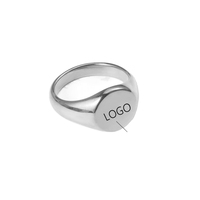 Bagues personnalisées en acier titane plaqué or 18 carats avec logo, disques simples en acier inoxydable poli miroir gravés pour fiançailles et anniversaire