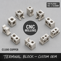 Bloc de bornes en cuivre C1100 sur mesure CNC, plaqué étain, OEM, services de fraisage CNC personnalisés