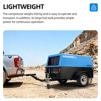 Compresseur d'air mobile à entraînement direct, à vis rotative, alimenté au diesel, 125cfm
