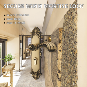 Ensemble de serrures à mortaise en laiton haute sécurité de 85 mm – Système de déverrouillage par clé pour portes intérieures de chambre et de salon - Product Image 2