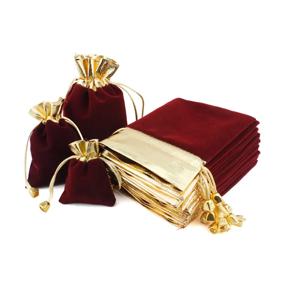Hot Selling Custom Printed Embroidered velvet string bag Soft Velvet Drawstring bags Gift storage flannelette Jewelry bag