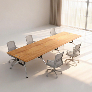 Bureau modulaire réglable en hauteur pour 8 personnes avec plateau en bois et acier, table de personnel détachable pour les fêtes et les salles de formation - Product Image 6