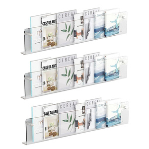 Étagère murale en acrylique, porte-revues, présentoir flottant transparent pour salon, bureau, café ou commerce de détail - Product Image 2