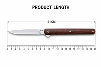 Couteau pliant en acier M390, manche en bois, lame fine de 6,5 cm, style japonais, couteau de poche, camping, chasse, EDC