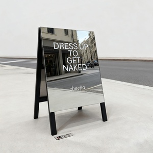 Portable Mirrored Stainless Steel Double Sided Metal A-<b>Frame</b> Sidewalk Sign Advertising Board Stand a <b>Frame</b> Signage - Product Image 2